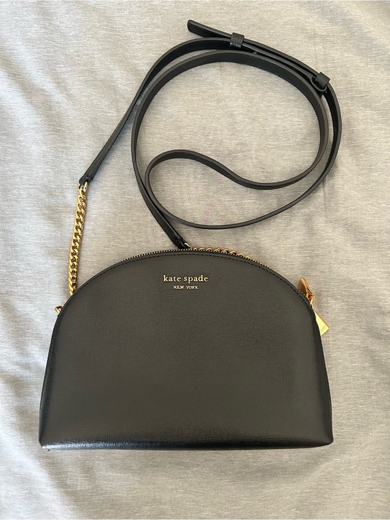 kate spade Handbags - Kate Spade Morgan Double Zip Dome Crossbody Black Saffiano Leather Gold Chain